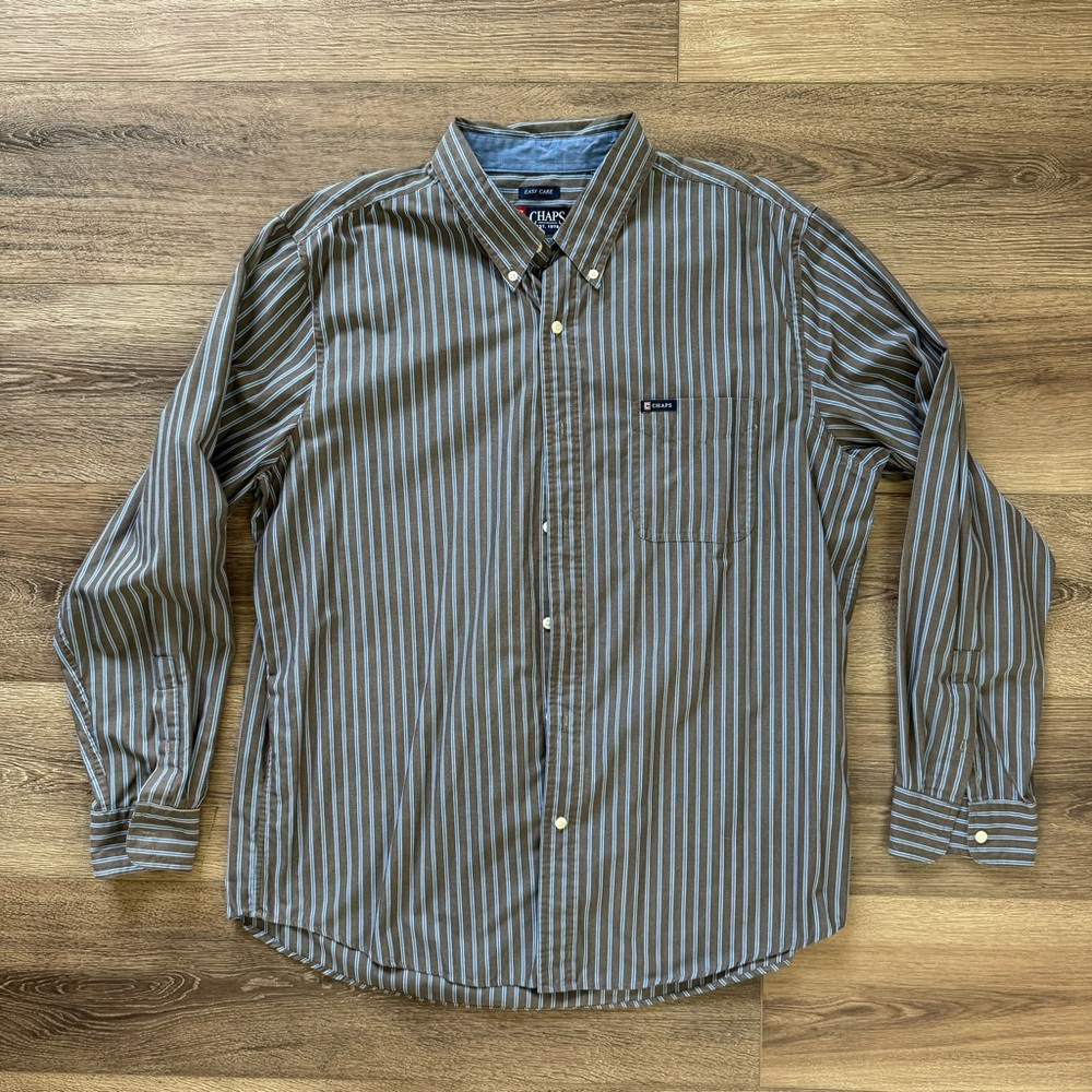 Chaps Easy Care Striped Collared Shirt, Vintage Y2K